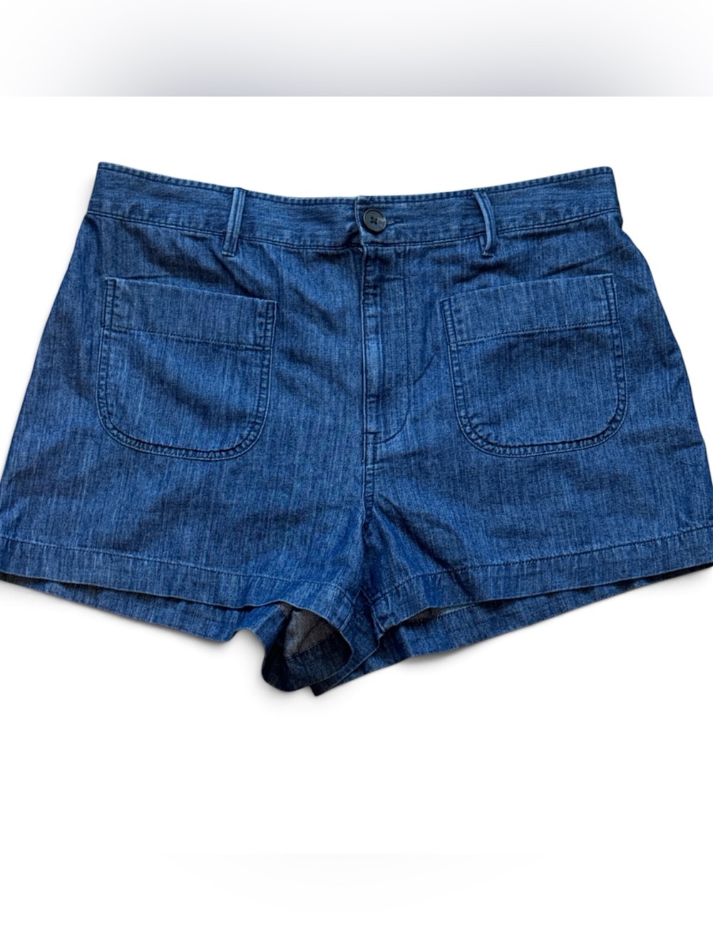Free Assembly Women’s Denim patchwork Pocket Shorts - Blue - Picture 1 of 10
